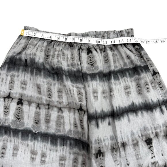 Bryn Walker Wide-Leg Crop Lantern Pants Linen Pull-On Gray Black Print Size XL - Picture 8 of 9